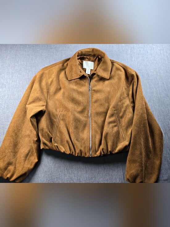 H&M Jackets & Blazers - H&M Suede Bomber Jacket - Camel Brown
